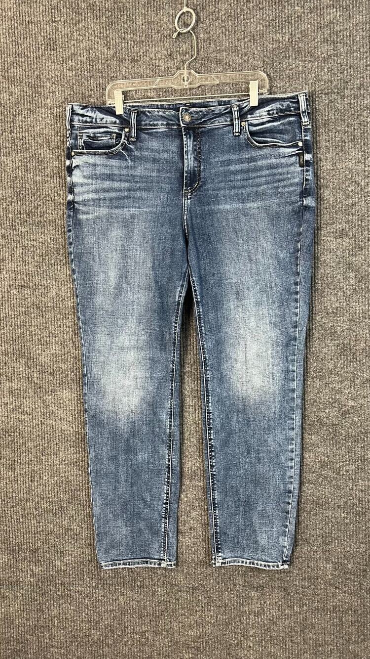 Silver Suki Straight Jeans Womens Plus 20 Blue Medium Wash Cotton Stretch Denim